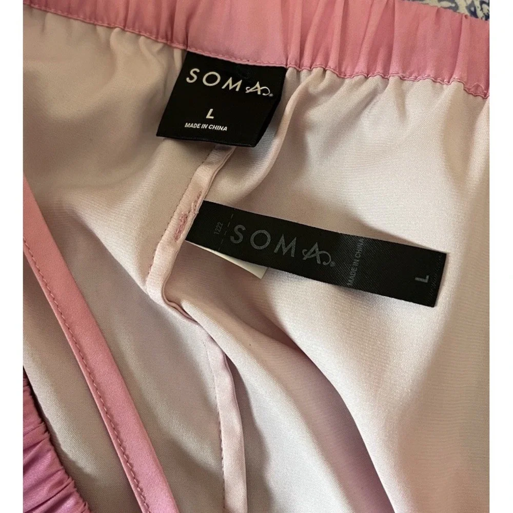 Soma Women's Satin Pajama Pants Wide Leg Large Colorful Air Balloon